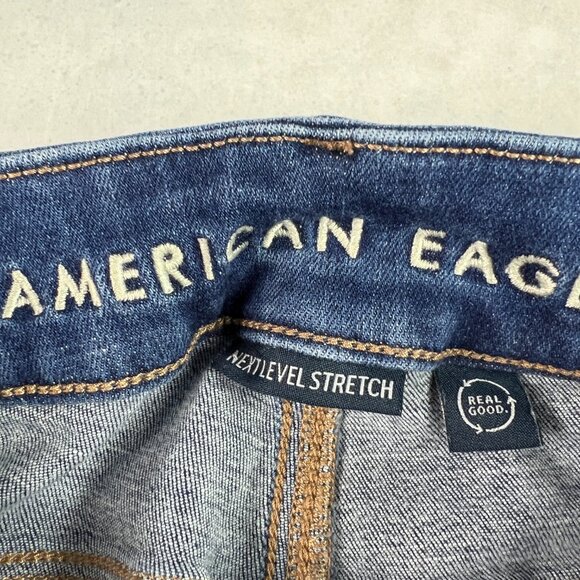 American Eagle Jeans Women's 27x33* Curvy Low Rise Kick Boot Blue Denim Tag 2 L - Picture 5 of 16